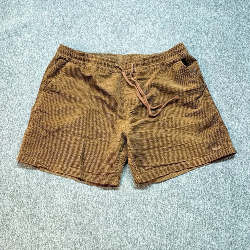 Katin Shorts Mens XL Brown Corduroy Elastic Waist Drawstring Pockets